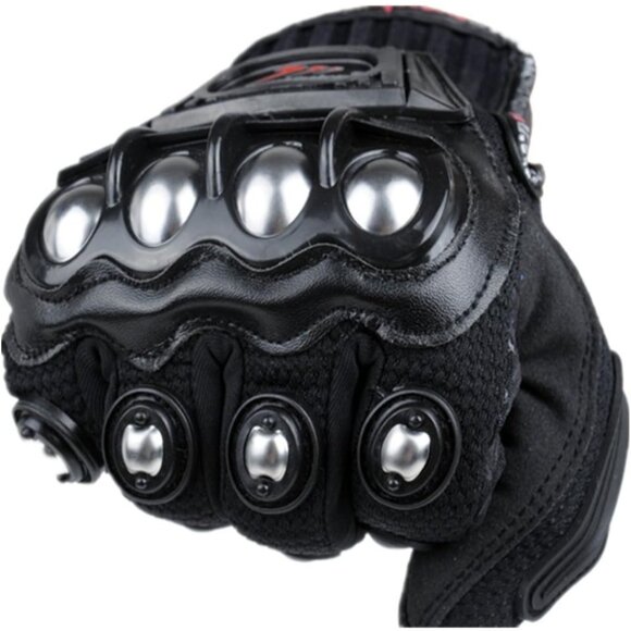 Men's Black Outdoor Reinforced Knuckle Motorbike Power Sports Safety Gloves - Picture 2 of 8